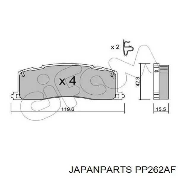 pp262af Japan Parts pastillas de freno traseras