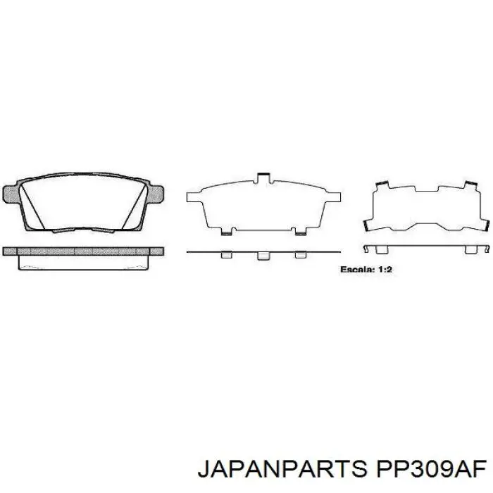 Pastillas de freno traseras PP309AF Japan Parts
