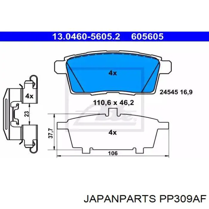 Pastillas traseras de freno Japan Parts PP309AF precio, desde 25,89 EUR