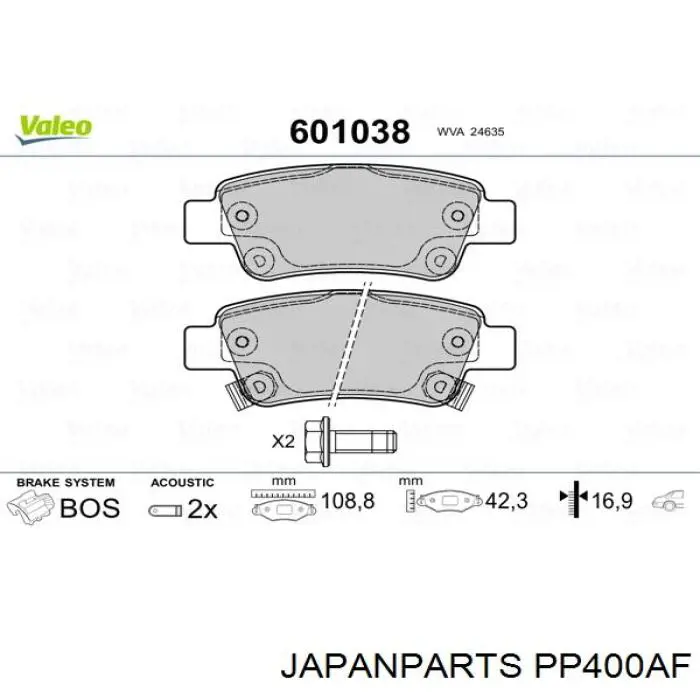 Pastillas traseras de freno Japan Parts PP400AF precio, desde 37,72 EUR