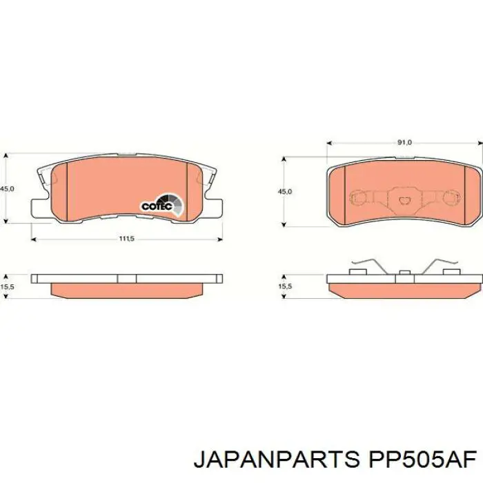Pastillas traseras de freno Japan Parts PP505AF precio, desde 23,31 EUR