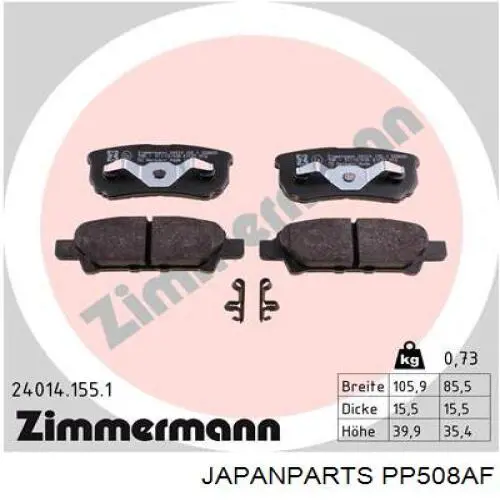 Pastillas traseras de freno Japan Parts PP508AF precio, desde 24,49 EUR