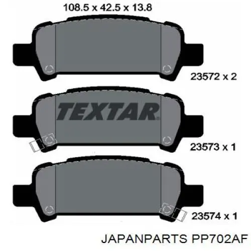 PP-702AF Japan Parts pastillas de freno traseras