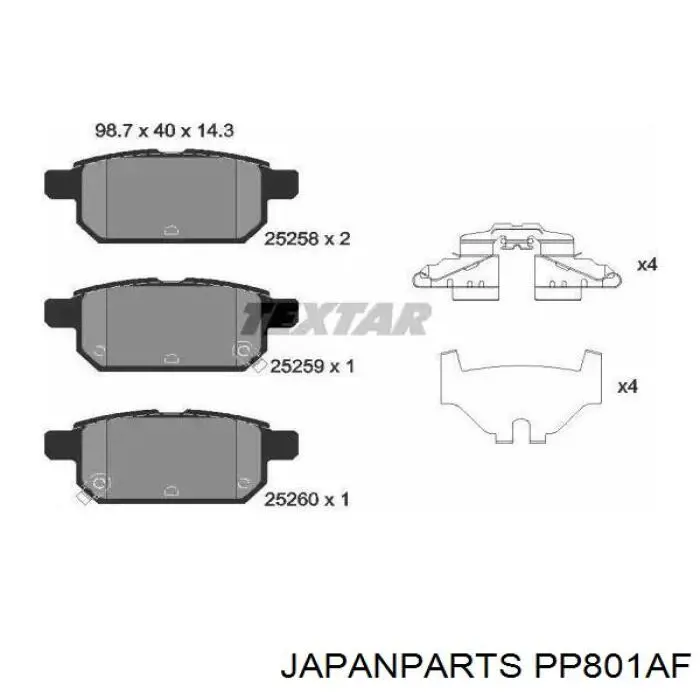 Pastillas traseras de freno Japan Parts PP801AF precio, desde 22,63 EUR