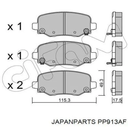 PP-913AF Japan Parts pastillas de freno traseras