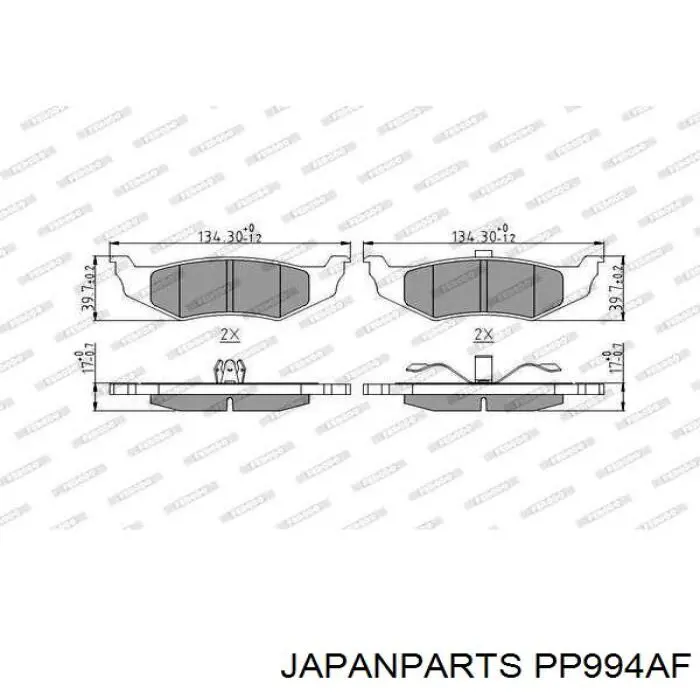 PP-994AF Japan Parts pastillas de freno traseras