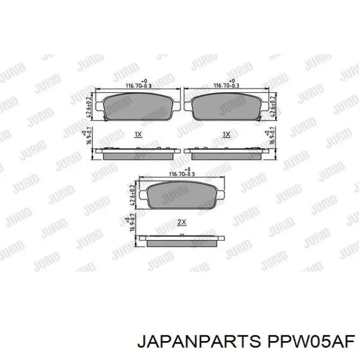 PP-W05AF Japan Parts pastillas de freno traseras