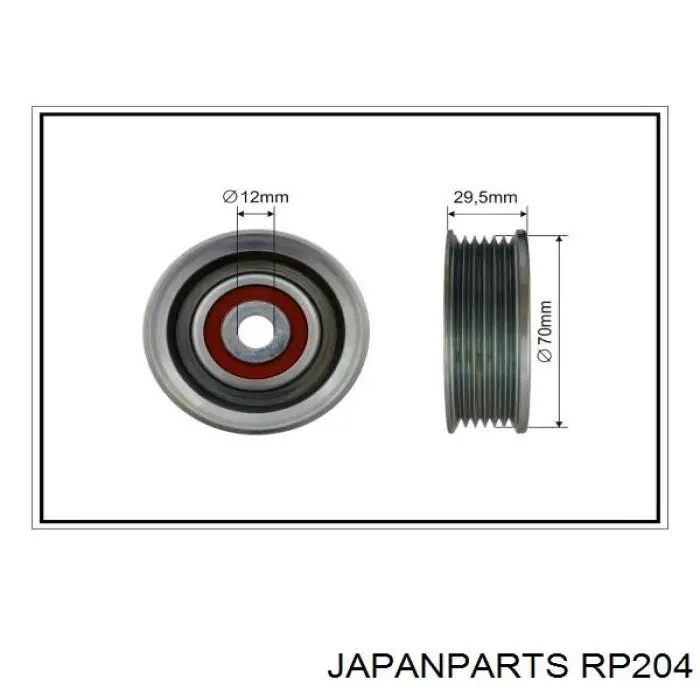 RP204 Japan Parts polea inversión / guía, correa poli v