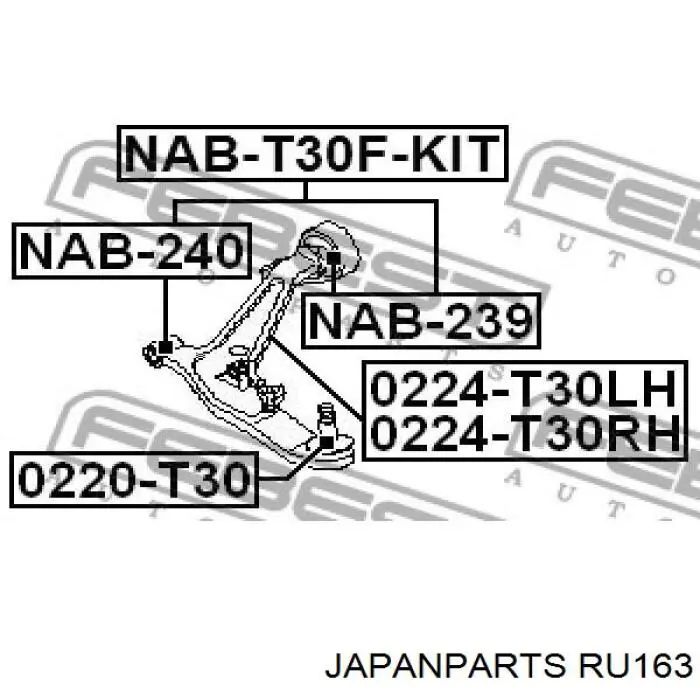 RU163 Japan Parts Silentblock de brazo de suspensión delantero inferior
