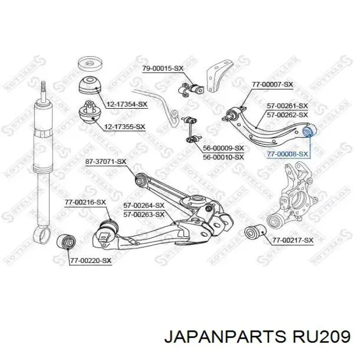 Buje del brazo longitudinal inferior trasero Japan Parts RU209 precio, desde 19,03 EUR