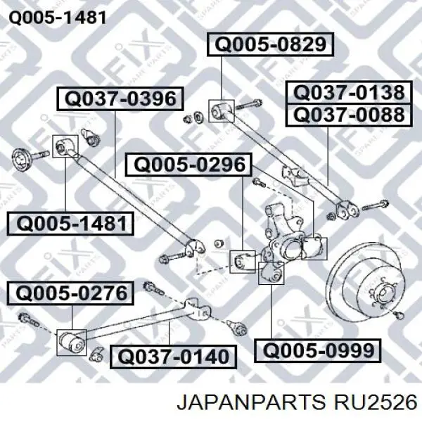 RU2526 Japan Parts suspensión, barra transversal trasera, interior