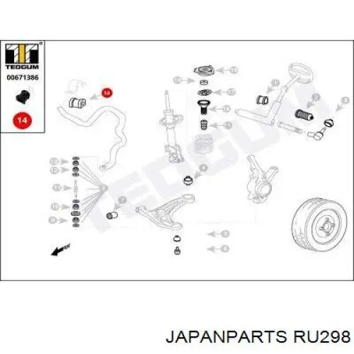 Comprar RU298 Japan Parts Buje de barra estabilizadora delantera