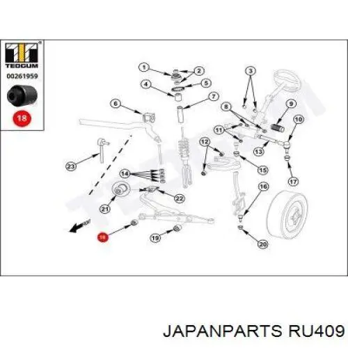 Silentblock del brazo de suspensión RU409 Japan Parts