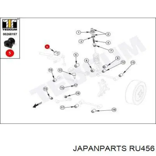 Buje de barra estabilizadora trasera Japan Parts RU456 precio, desde 2,28 EUR