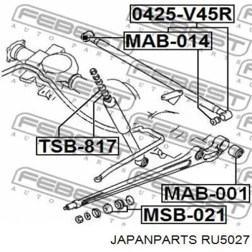 Buje trasero del brazo longitudinal trasero Japan Parts RU5027