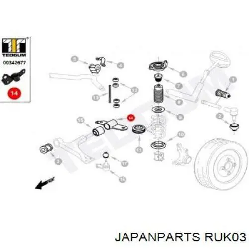 RUK03 Japan Parts Silentblock de brazo de suspensión delantero inferior