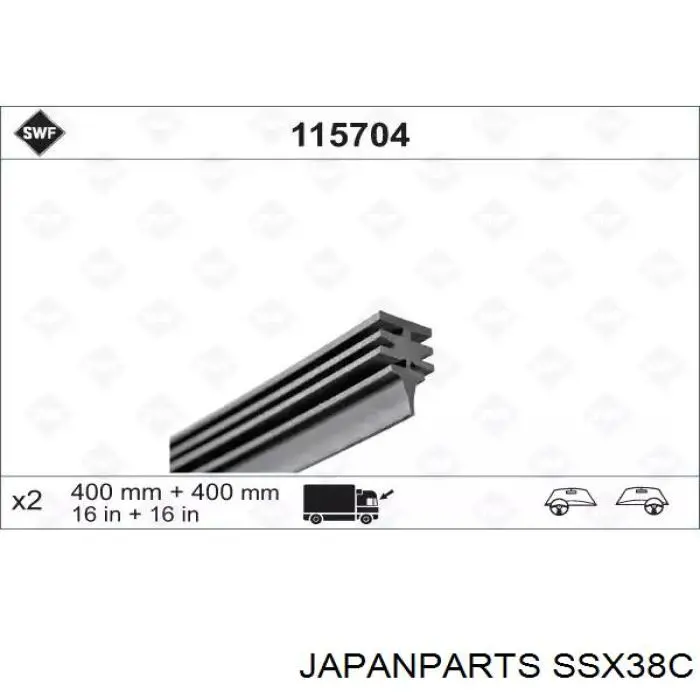 Limpiaparabrisas traseros SSX38C Japan Parts