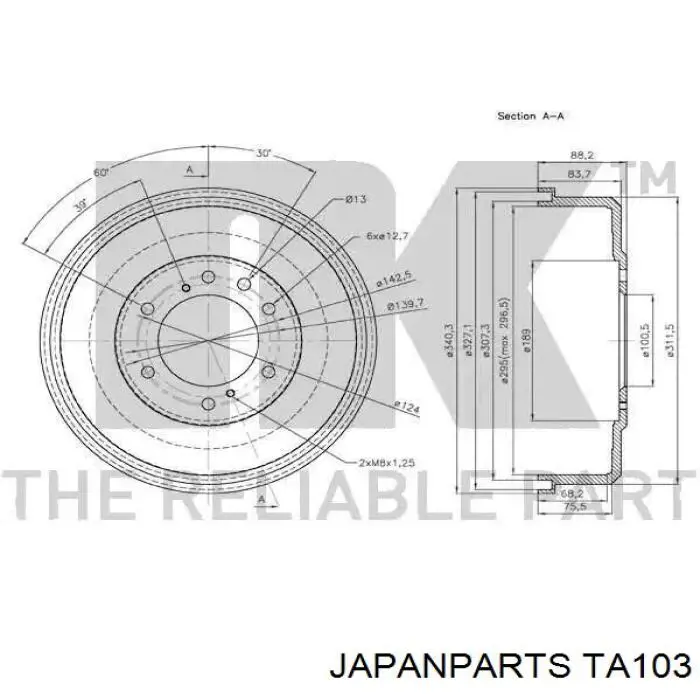 TA103 Japan Parts freno de tambor trasero