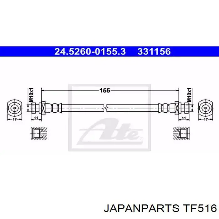 Latiguillos de freno delantero Japan Parts TF516 precio, desde 12,30 EUR