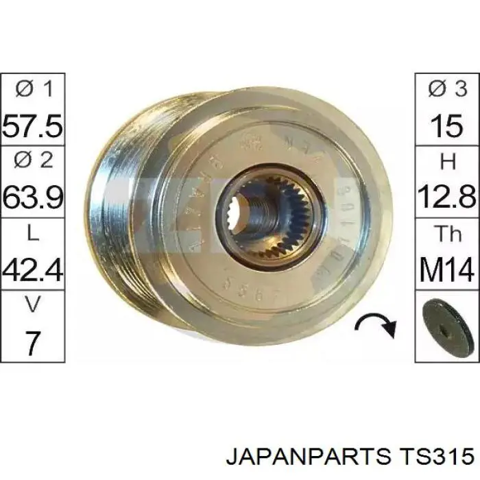 Tensor de correa poli V TS315 Japan Parts