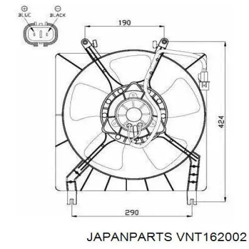 VNT162002 Japan Parts ventilador (rodete +motor refrigeración del motor con electromotor completo)