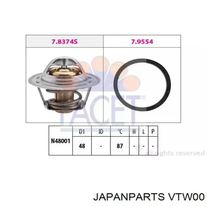Termostato refrigerante Japan Parts VTW00