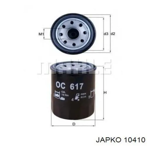 Filtro de aceite motor Japko 10410