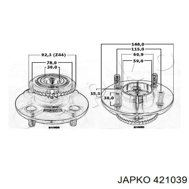 421039 Japko cubo de rueda trasero