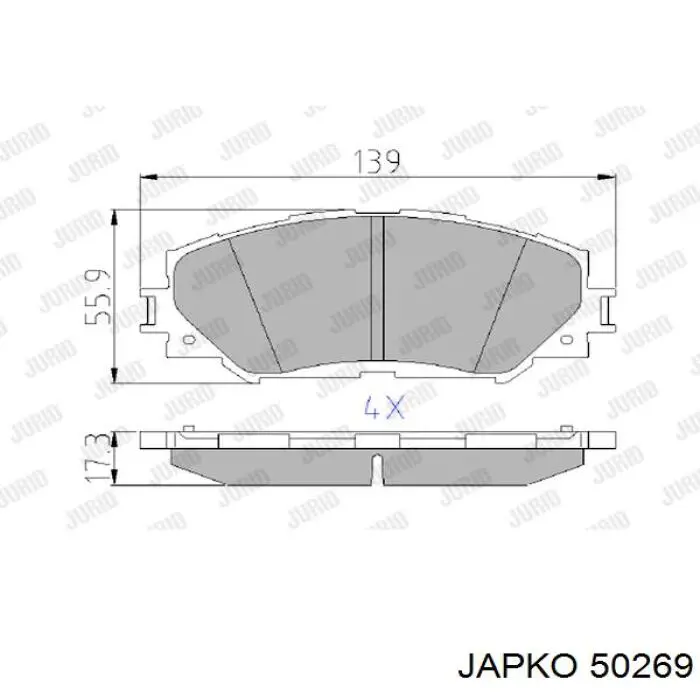 50269 Japko pastillas de freno delanteras