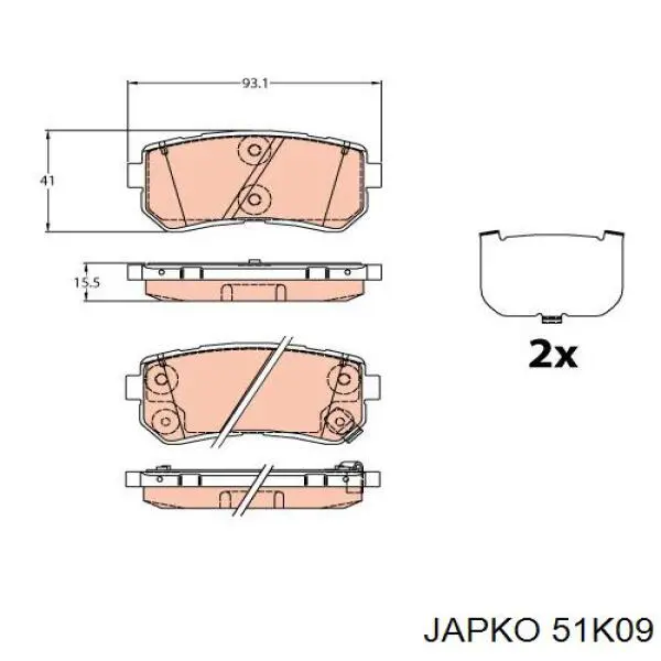 51K09 Japko pastillas de freno traseras