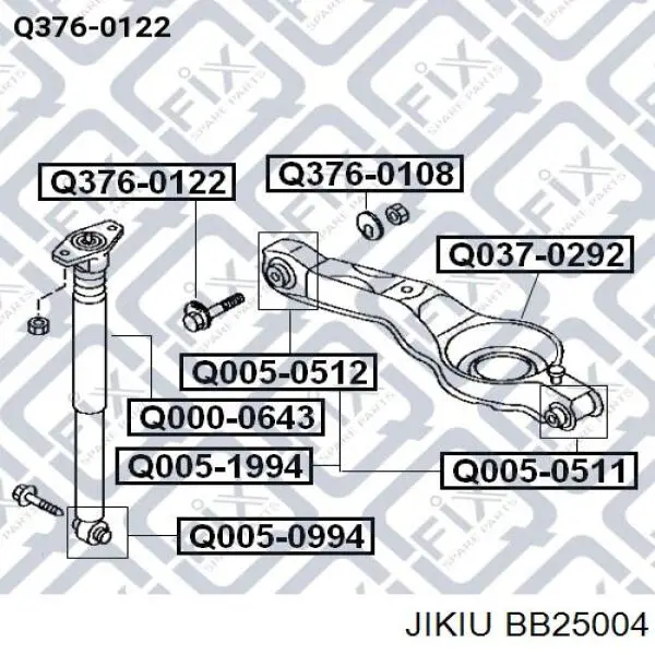 BB25004 Jikiu perno de fijación, brazo oscilante inferior trasero,interior