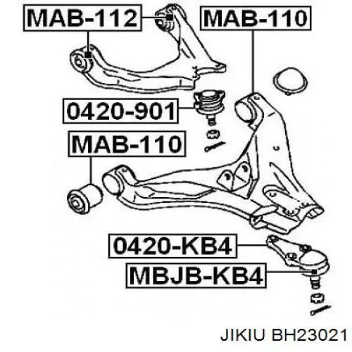 BH23021 Jikiu silentblock de brazo de suspensión delantero superior