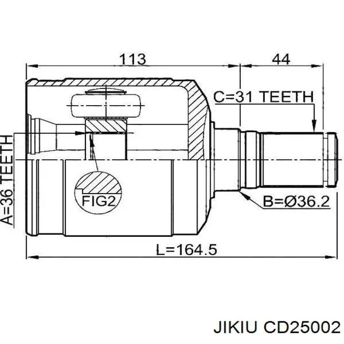 CD25002 Jikiu fuelle, árbol de transmisión delantero interior