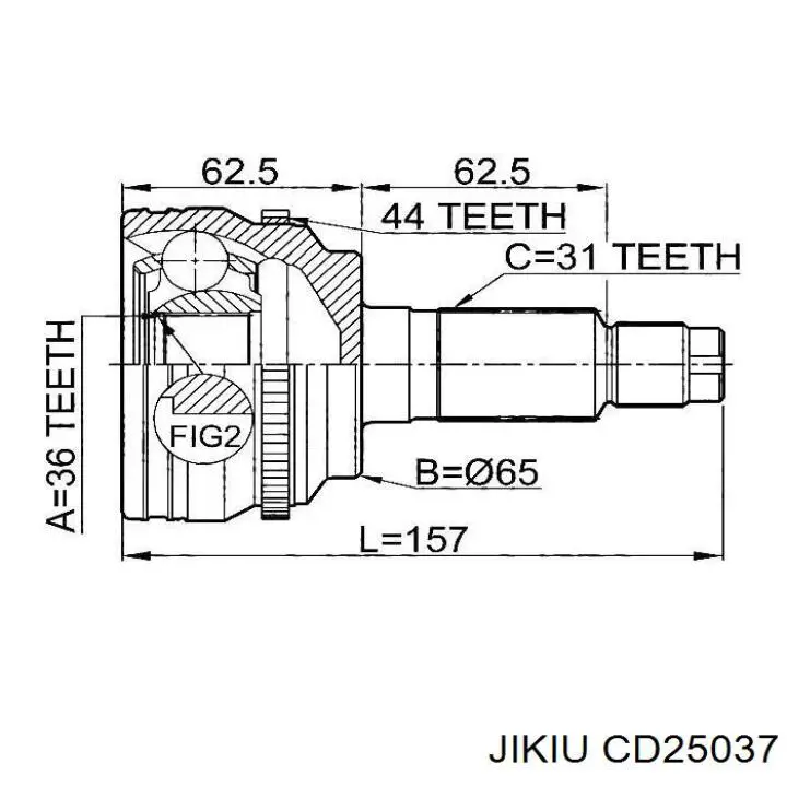 CD25037 Jikiu fuelle, árbol de transmisión delantero exterior