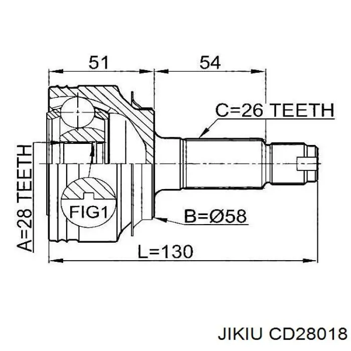 CD28018 Jikiu fuelle, árbol de transmisión delantero exterior