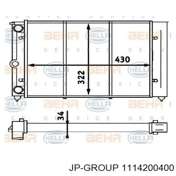 1114200400 JP Group radiador refrigeración del motor