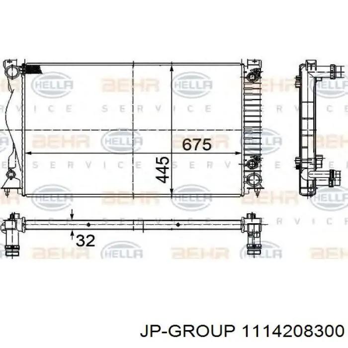 1114208300 JP Group radiador refrigeración del motor