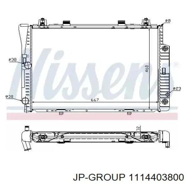 1114403800 JP Group conducto refrigerante, bomba de agua, de recepción