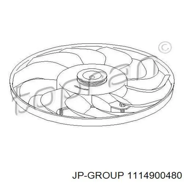 1114900480 JP Group rodete ventilador, refrigeración de motor derecho