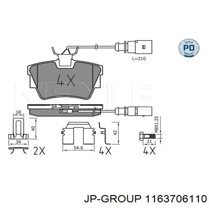 1163706110 JP Group Pastillas freno traseras