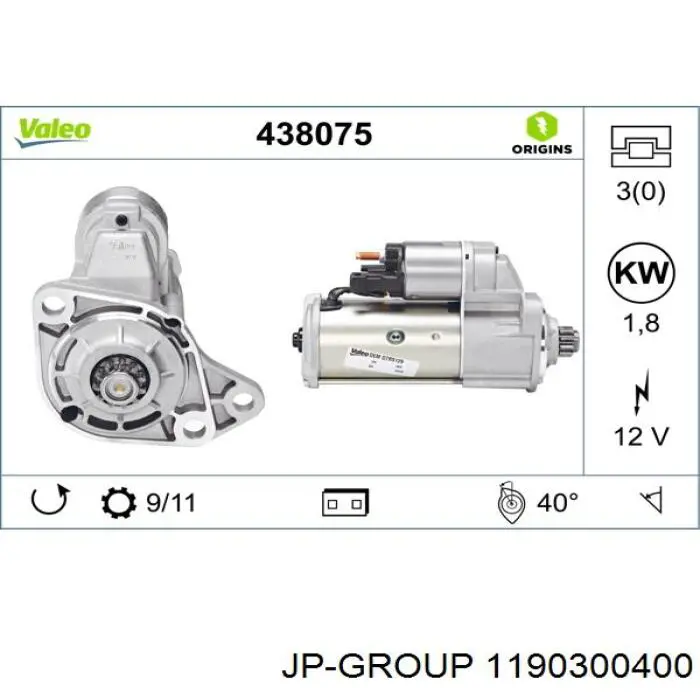 1190300400 JP Group motor de arranque