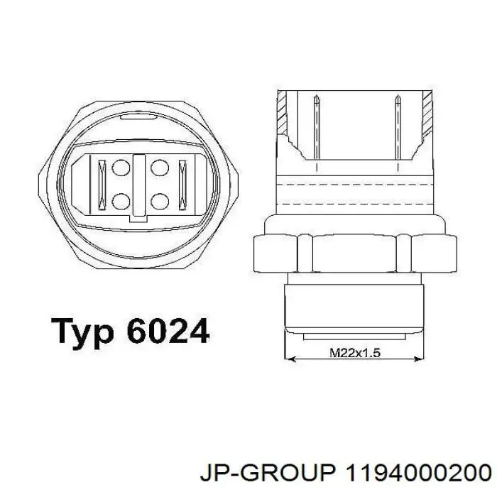 1194000200 JP Group sensor, temperatura del refrigerante (encendido el ventilador del radiador)