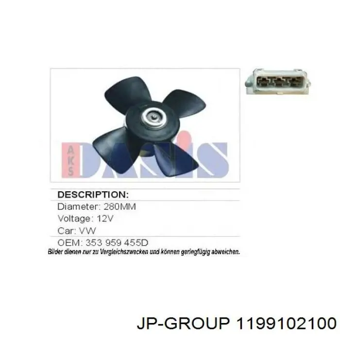 1199102100 JP Group ventilador del motor