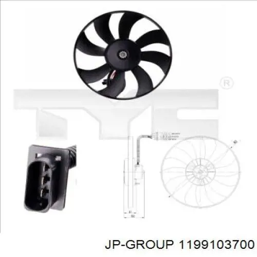 1199103700 JP Group ventilador (rodete +motor refrigeración del motor con electromotor completo)