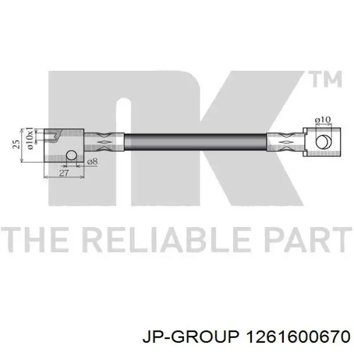 1261600670 JP Group tubo flexible de frenos delantero izquierdo