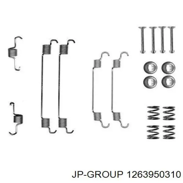 1263950310 JP Group kit de montaje, zapatas de freno traseras