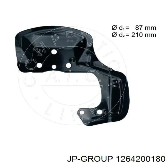 1264200180 JP Group chapa protectora contra salpicaduras, disco de freno delantero derecho