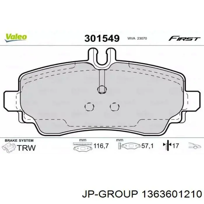 Comprar 1363601210 JP Group Pastillas delanteras de freno