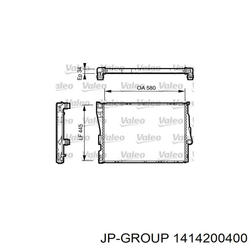 1414200400 JP Group radiador refrigeración del motor