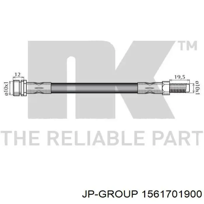 1561701900 JP Group tubo flexible de frenos trasero